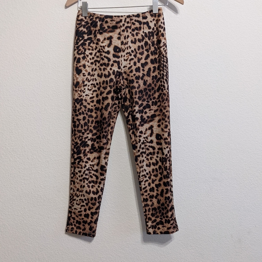 Princess Polly Cheetah Print High Waist Cropped Pants Size 6